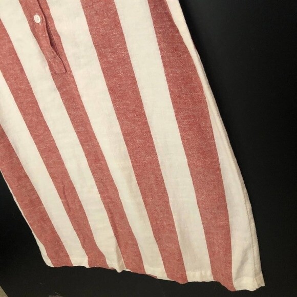 Loft Women’s Sleeveless Linen Dress Size Small Red White Striped Summer Casual - Picture 7 of 10